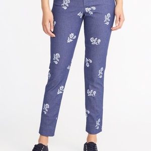 Old Navy Pixie Ankle Pants, denim floral print